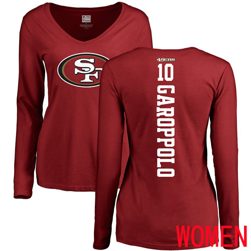 San Francisco 49ers Red Women Jimmy Garoppolo Backer #10 Long Sleeve NFL T Shirt